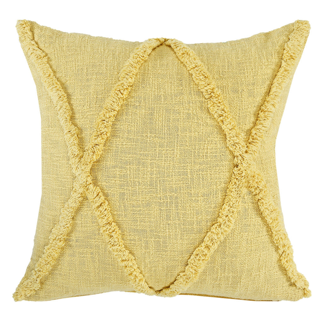 20" X 20" Yellow Diamond Cotton Zippered Pillow