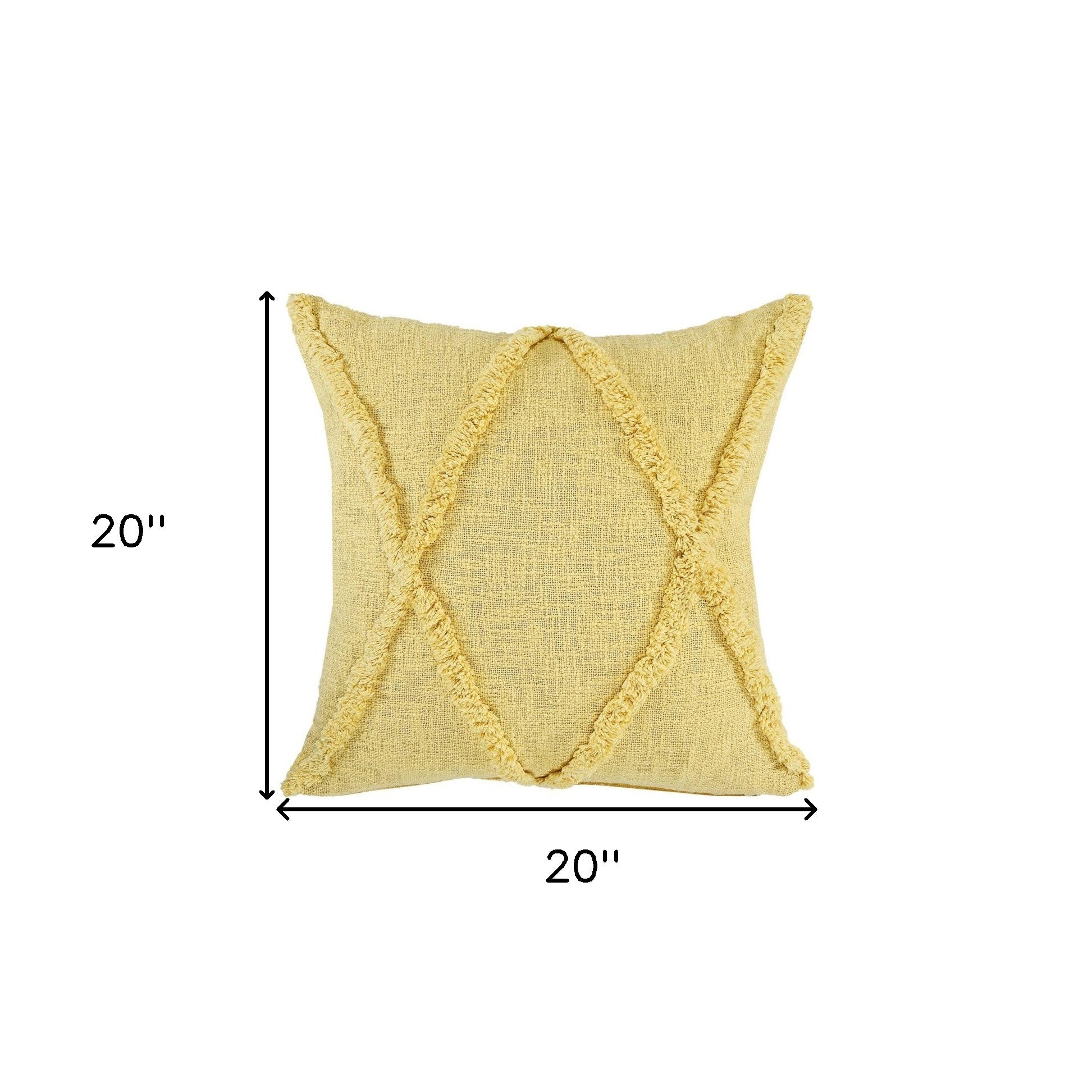 20" X 20" Yellow Diamond Cotton Zippered Pillow