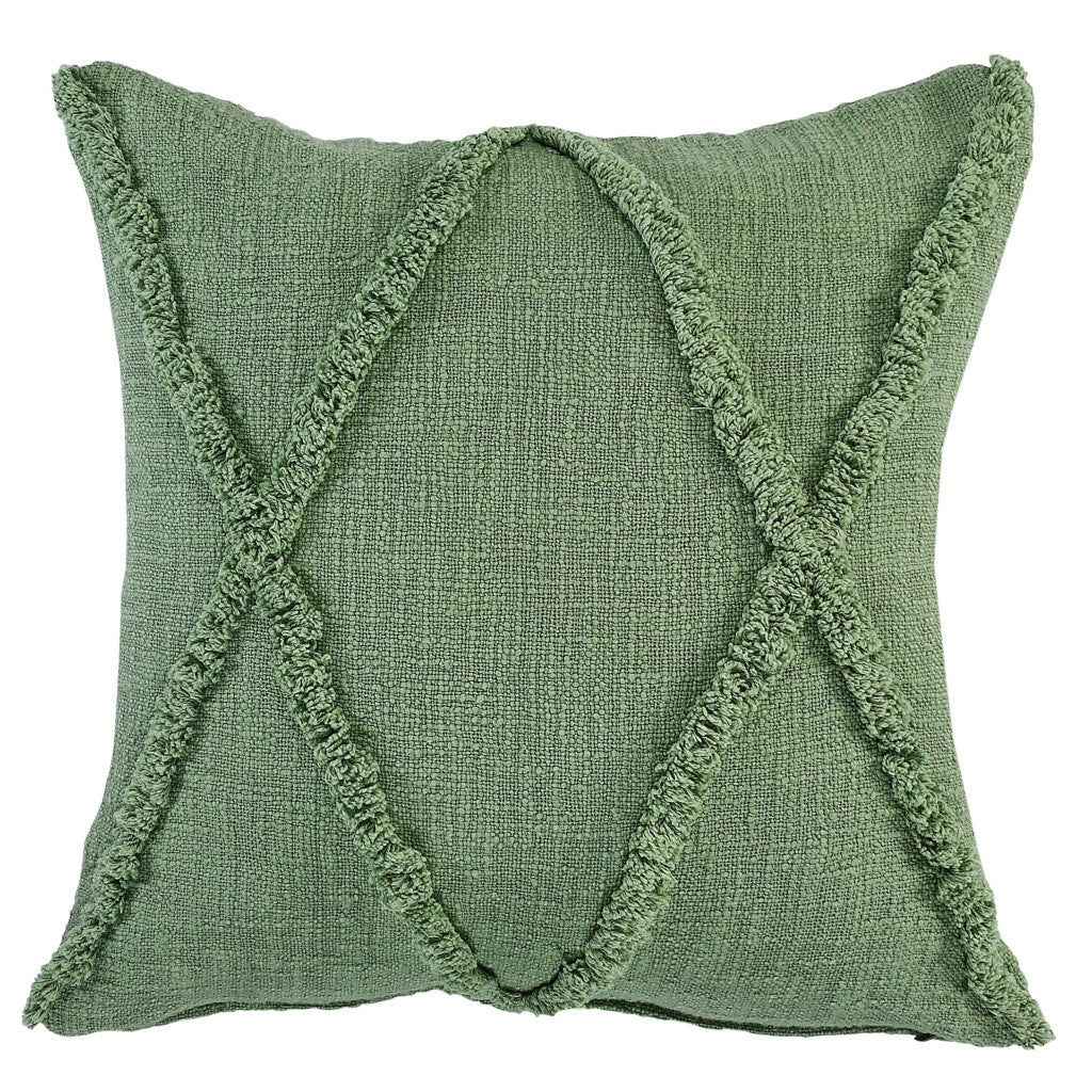 20" X 20" Forest Green Diamond Cotton Zippered Pillow