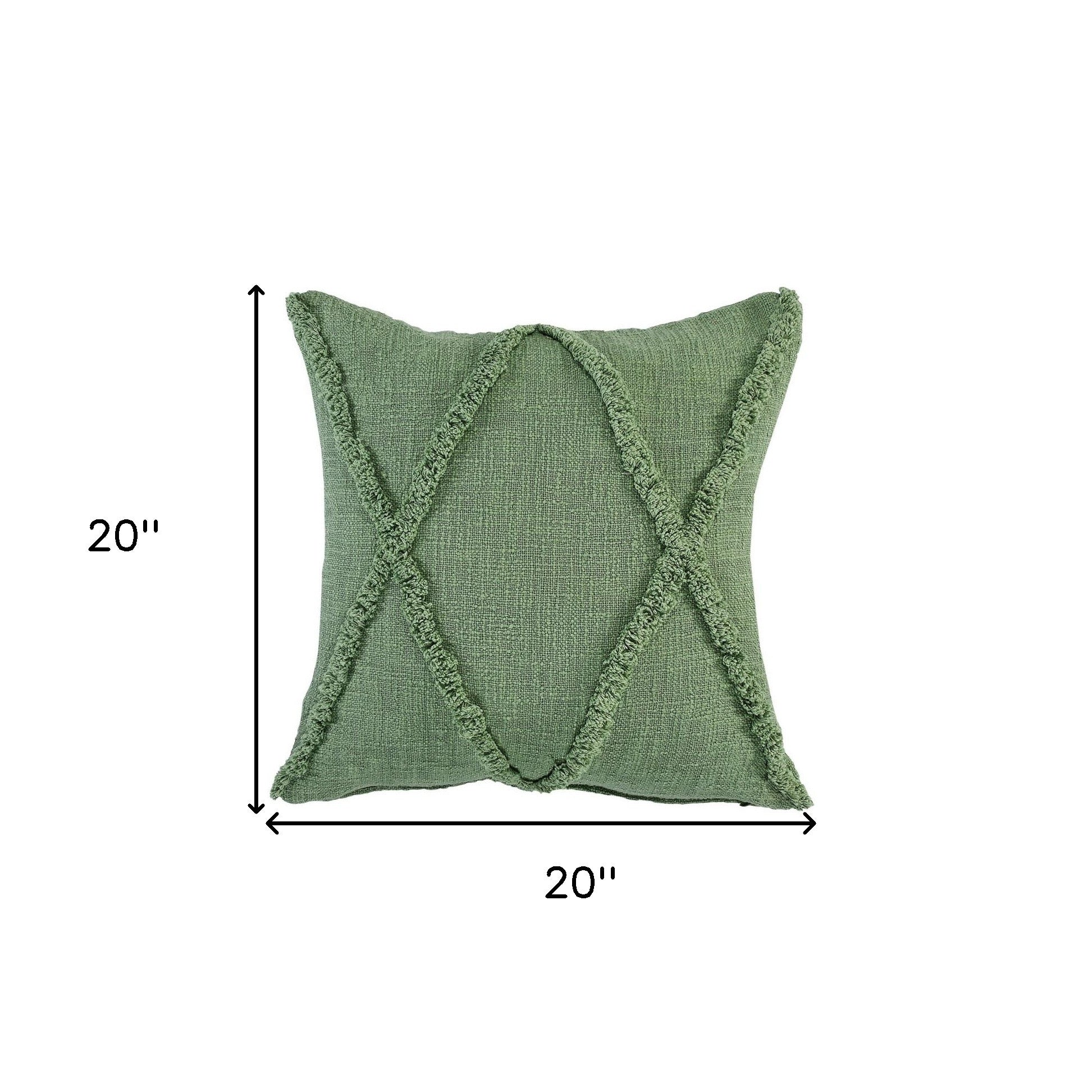 20" X 20" Forest Green Diamond Cotton Zippered Pillow