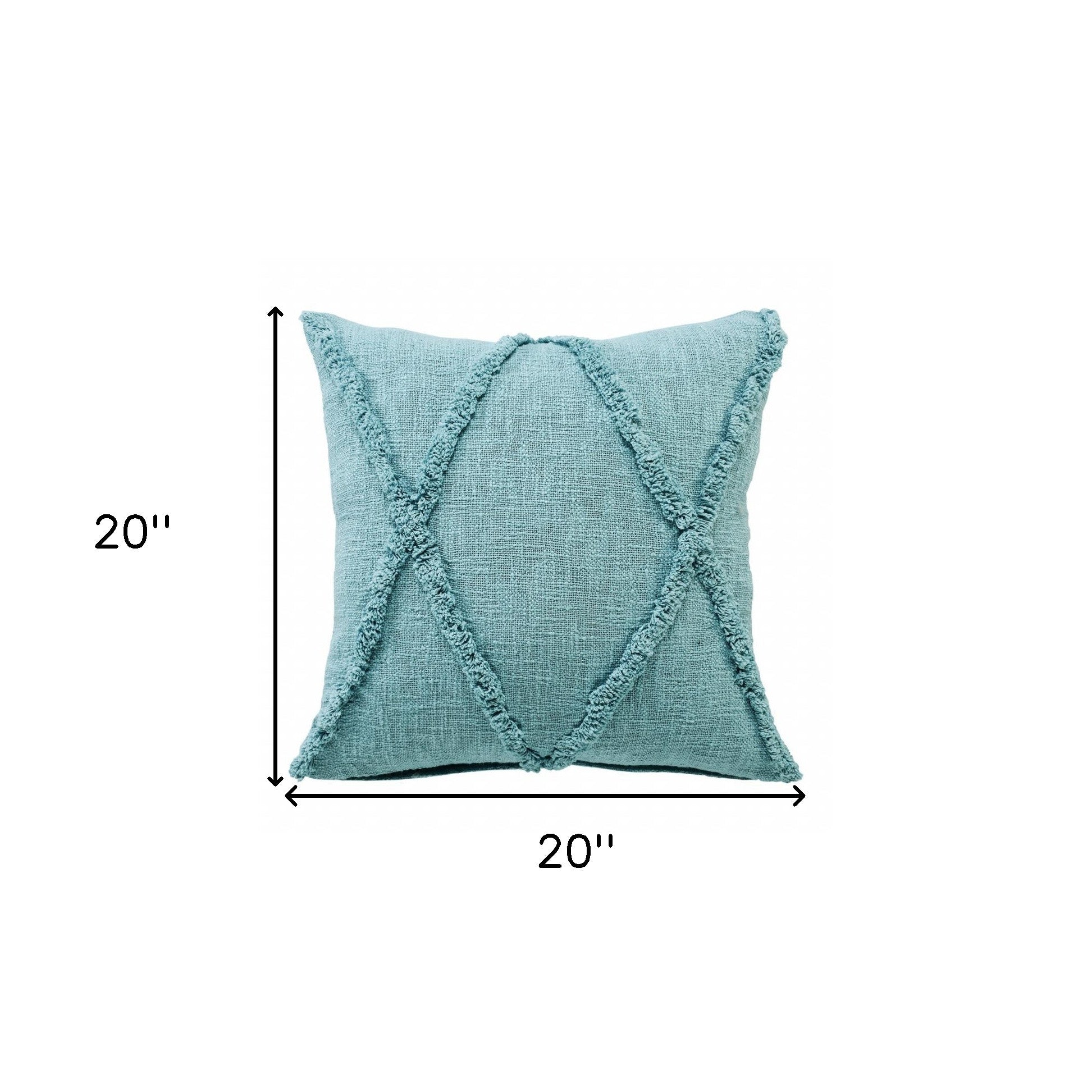 20" X 20" Aqua Sky Blue 100% Cotton Geometric Zippered Pillow