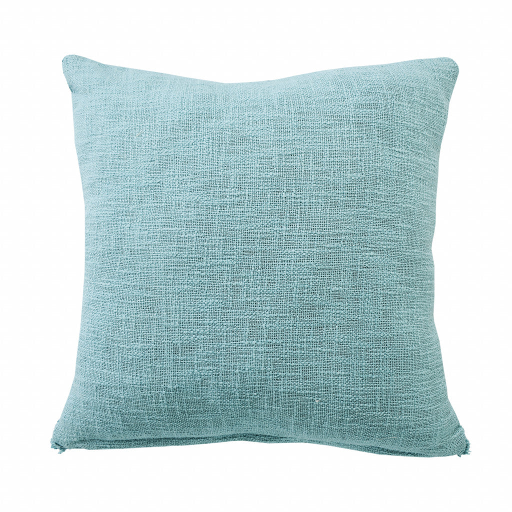 20" X 20" Aqua Sky Blue 100% Cotton Geometric Zippered Pillow