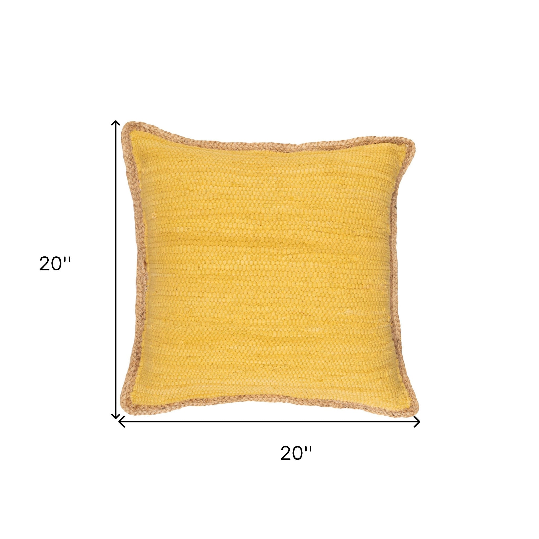 20" X 20" Yellow and Beige Cotton Blend Zippered Pillow