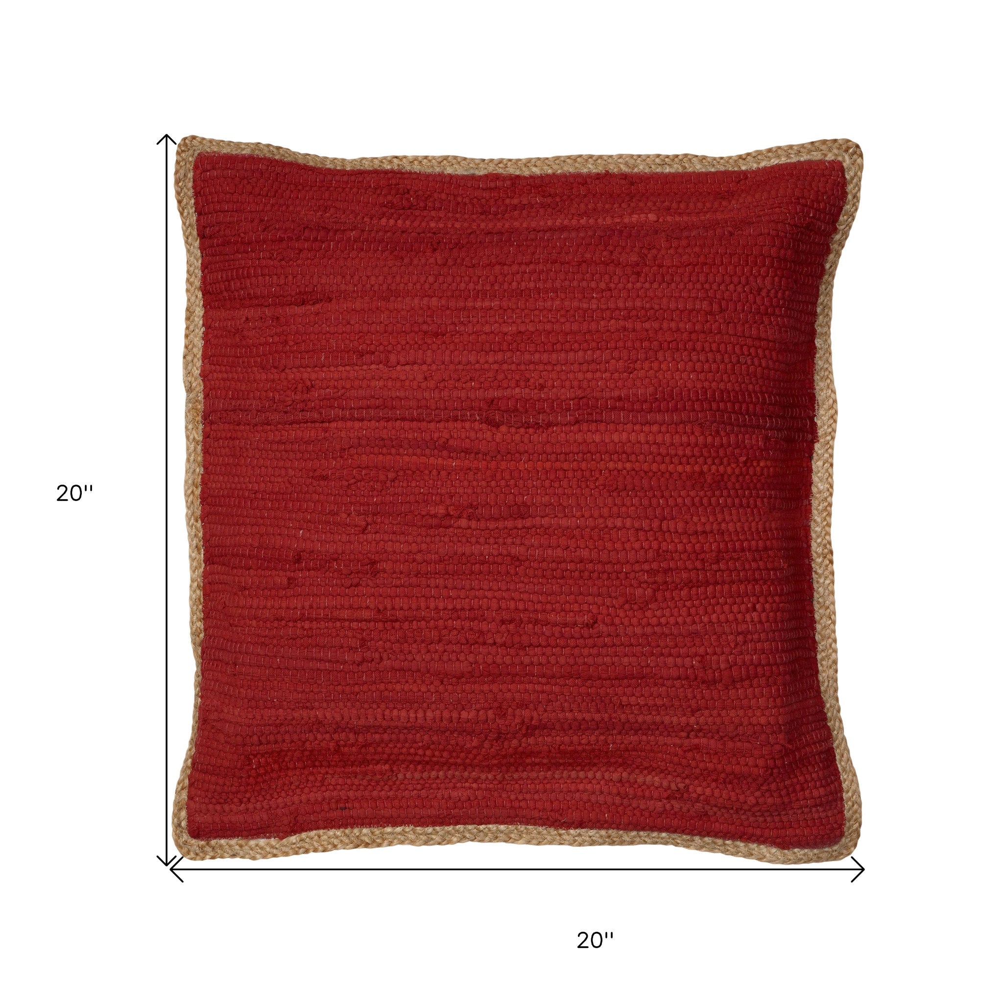 20" x 20" Red 100% Cotton Zippered Pillow