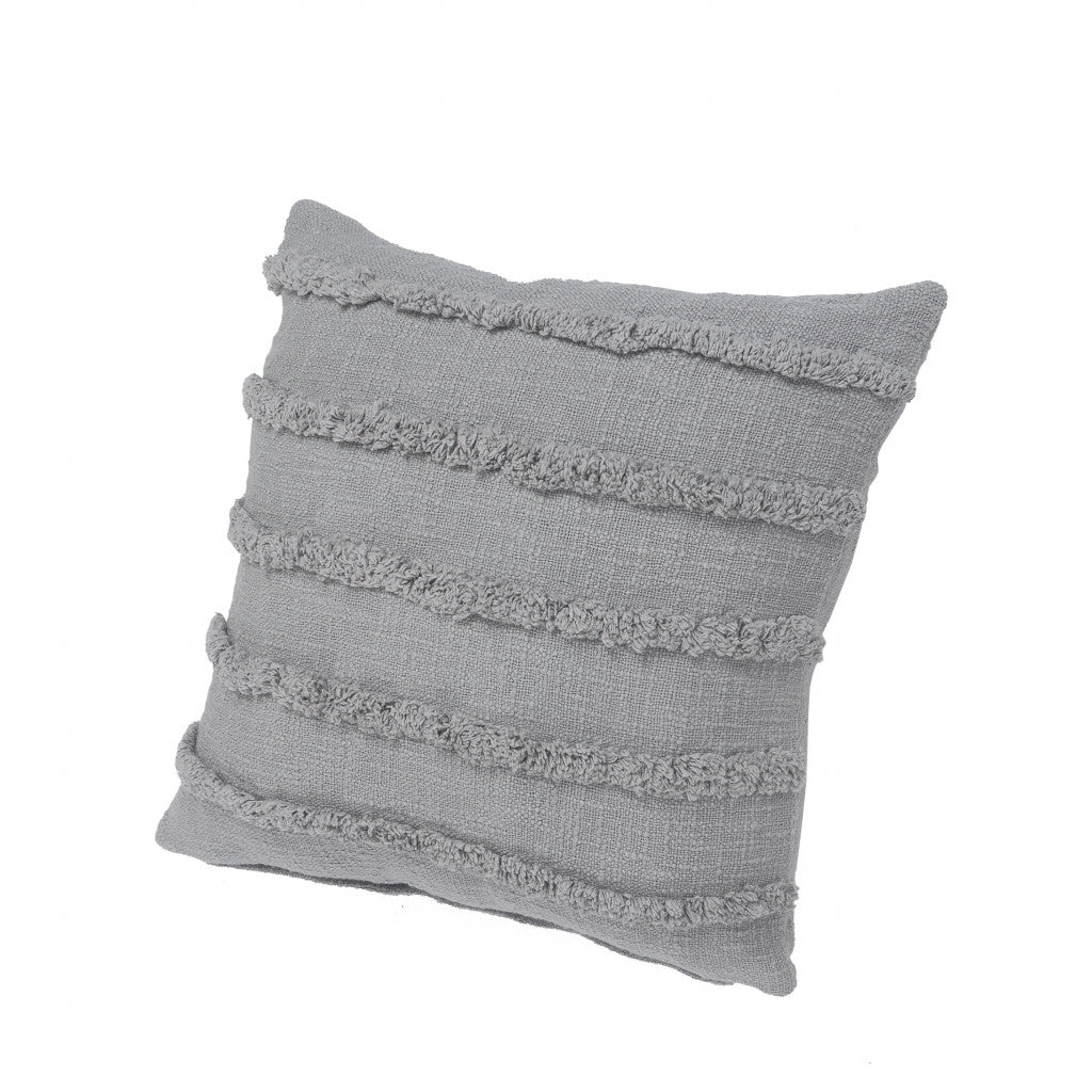 20" X 20" Gray 100% Cotton Zippered Pillow