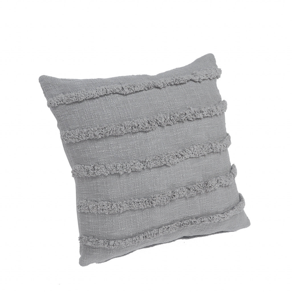 20" X 20" Gray 100% Cotton Zippered Pillow