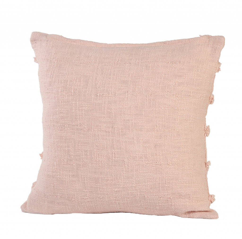 20" X 20" Pearl Blush And Peach 100% Cotton Zippered Pillow