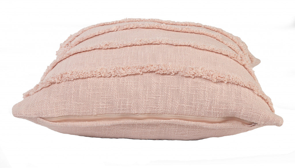 20" X 20" Pearl Blush And Peach 100% Cotton Zippered Pillow