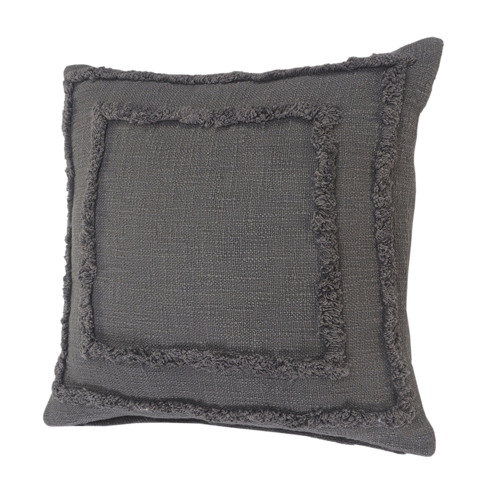 20" X 20" Dark Gray 100% Cotton Geometric Zippered Pillow