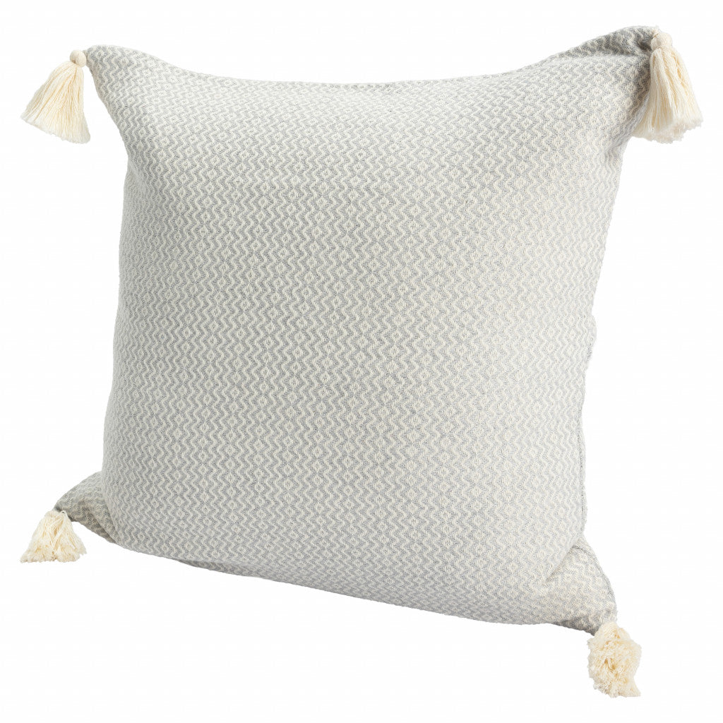 18" X 18" Light Gray 100% Cotton Geometric Zippered Pillow