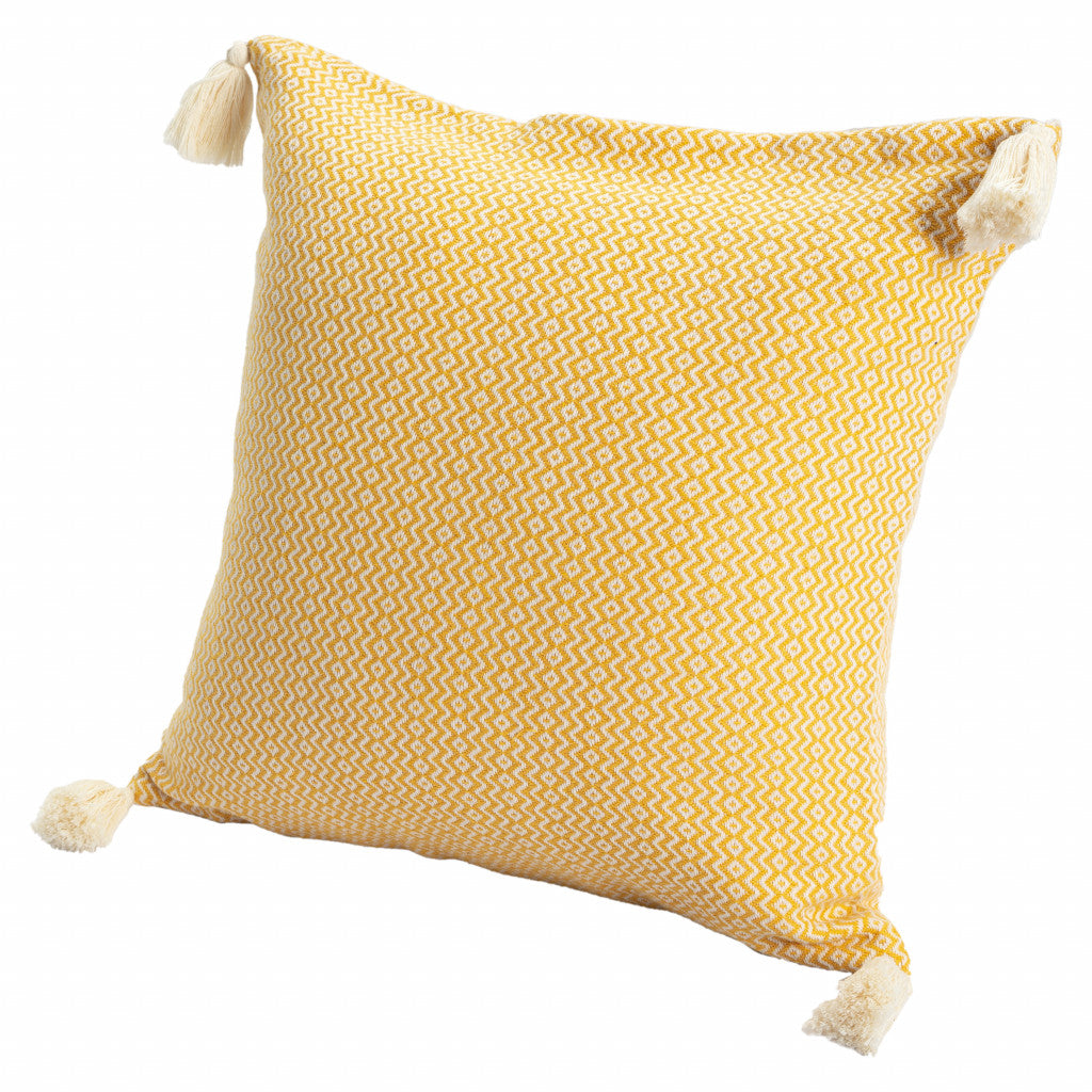 18" X 18" Mustard 100% Cotton Geometric Zippered Pillow