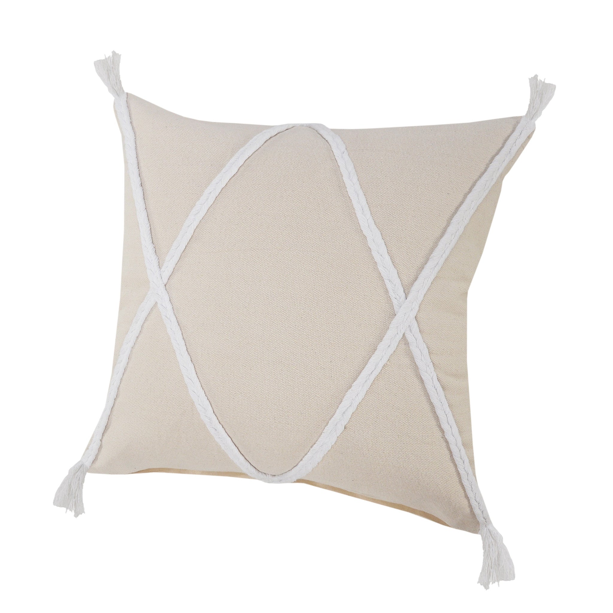 20" X 20" Birch And White 100% Cotton Coastal Zippered Pillow