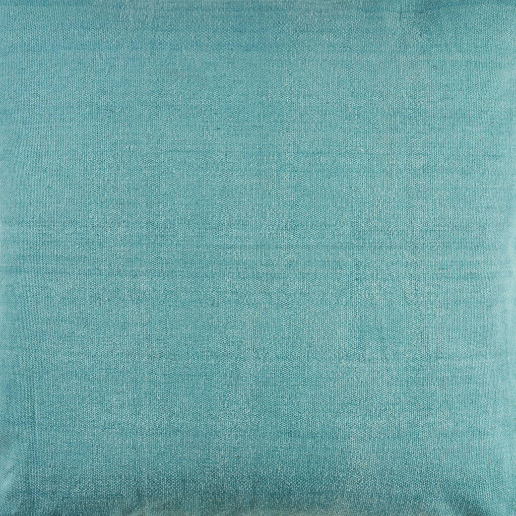 24" X 24" Teal 100% Cotton Zippered Pillow