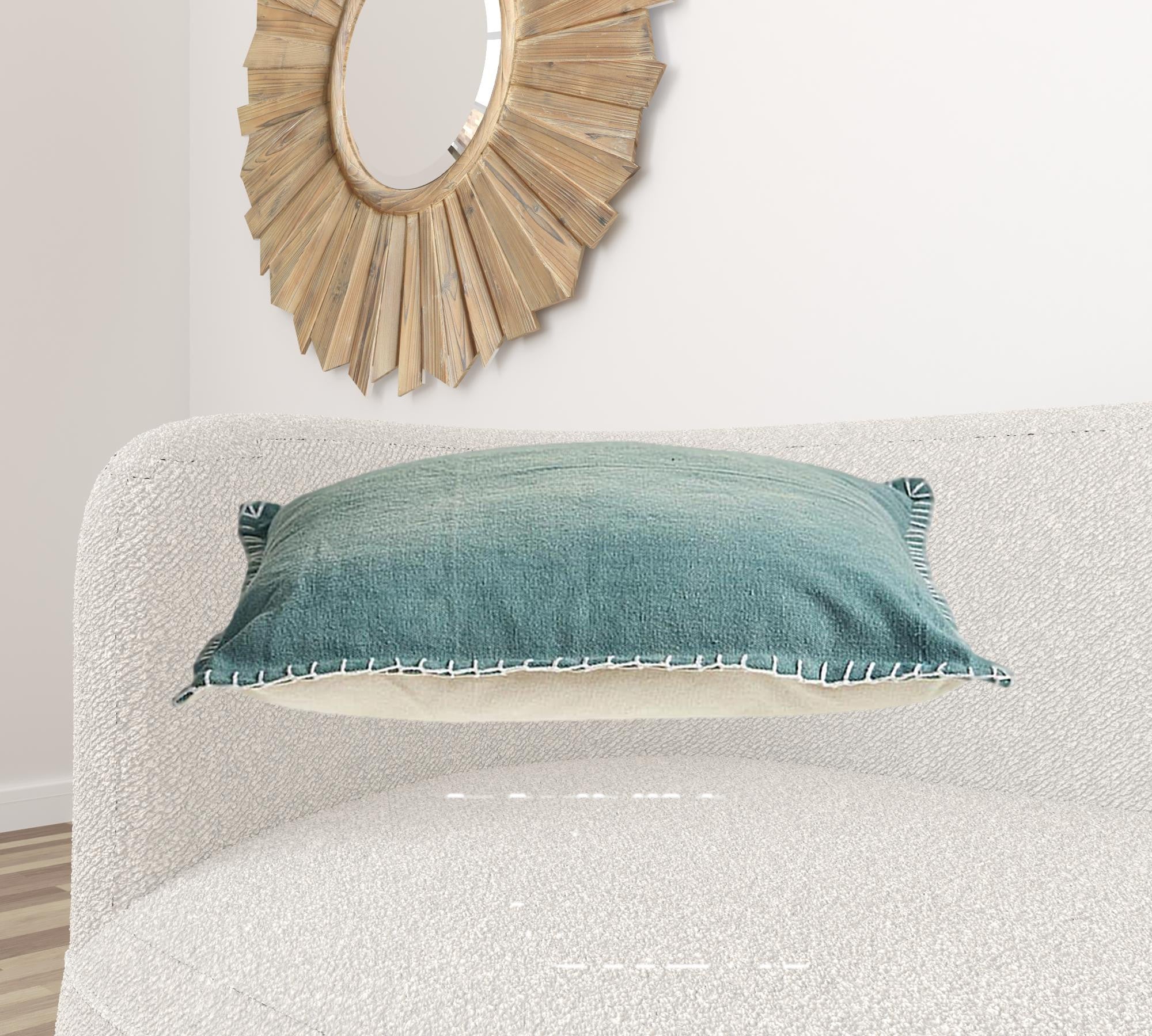 24" X 24" Teal 100% Cotton Zippered Pillow