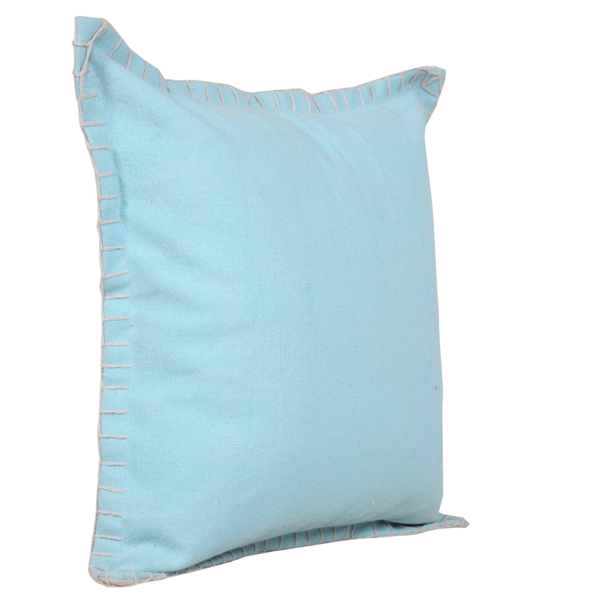 20" X 20" Light Blue 100% Cotton Zippered Pillow