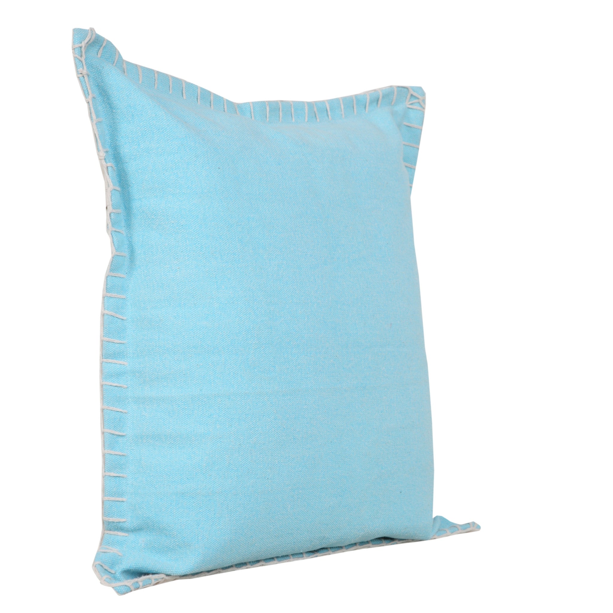 20" X 20" Bright Blue 100% Cotton Zippered Pillow