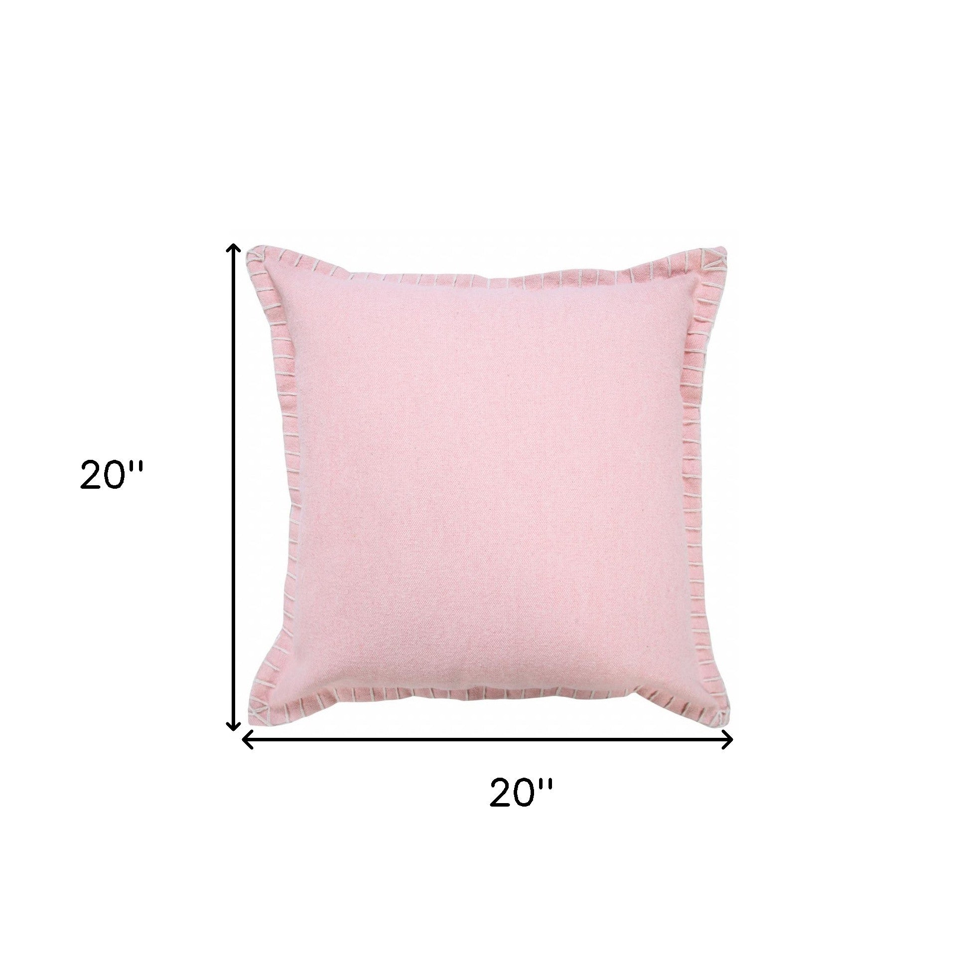 20" X 20" Light Pink 100% Cotton Zippered Pillow