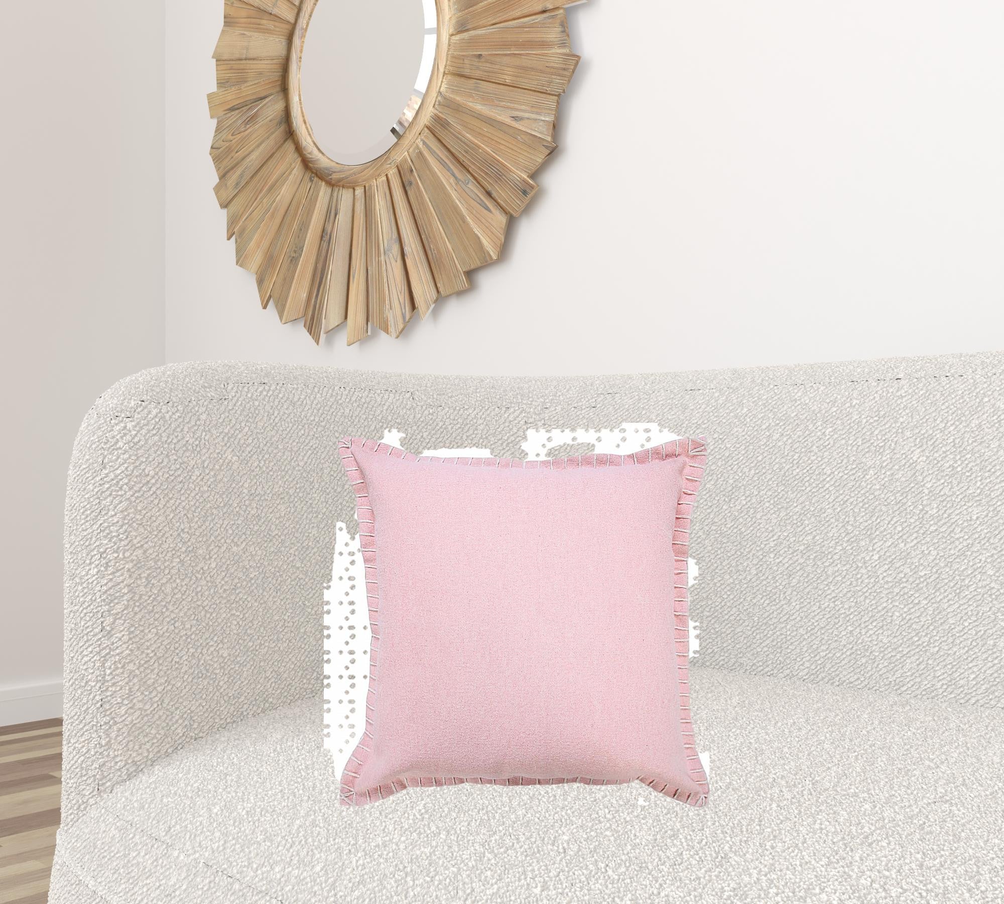 20" X 20" Light Pink 100% Cotton Zippered Pillow