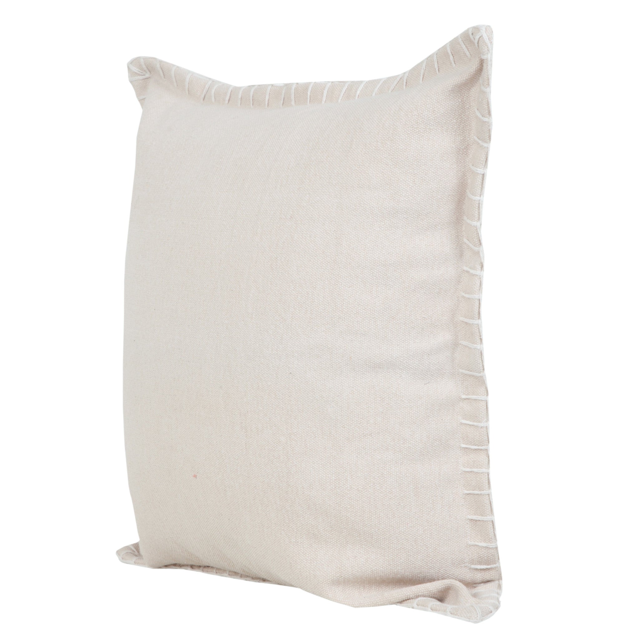 20" X 20" Beige 100% Cotton Zippered Pillow