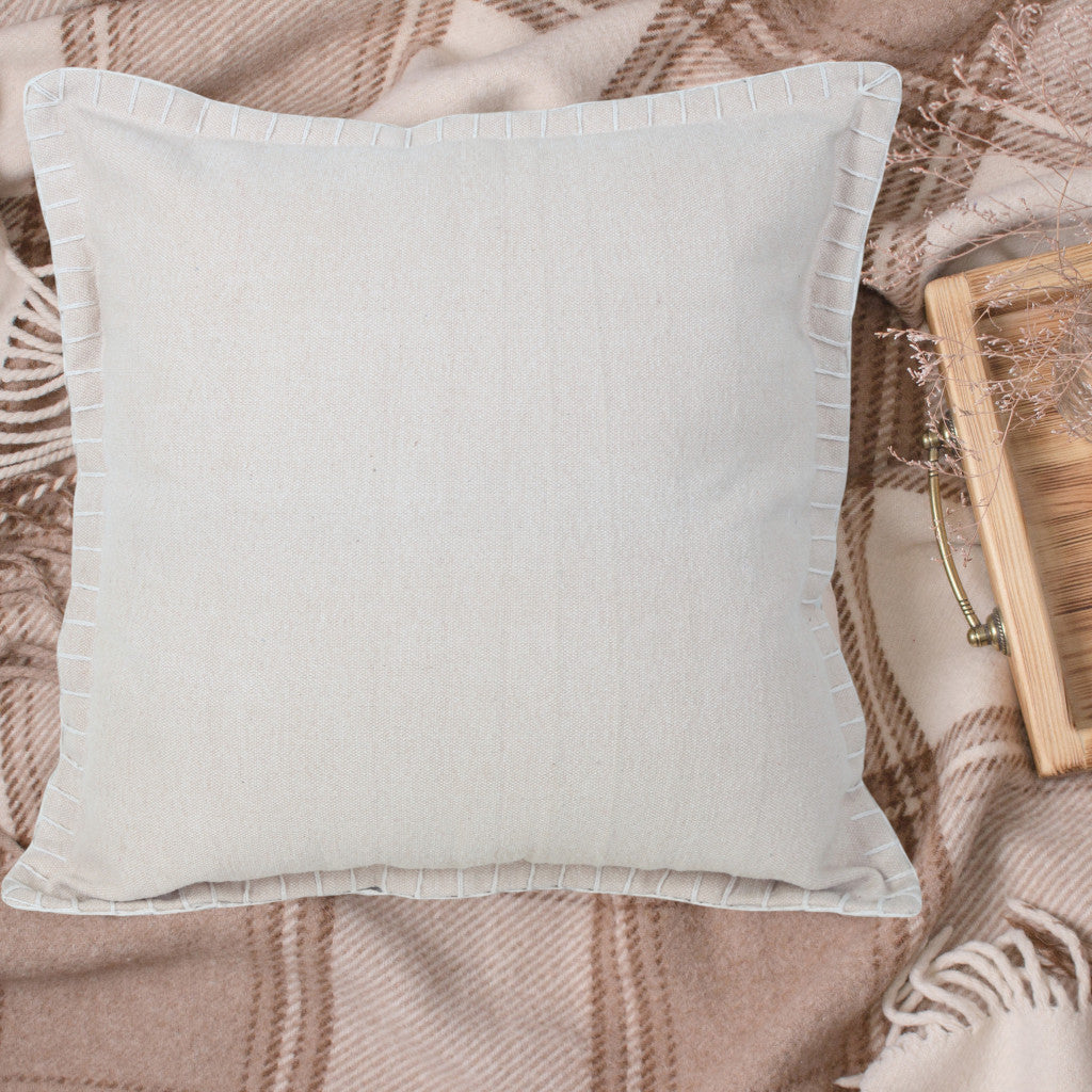 20" X 20" Beige 100% Cotton Zippered Pillow