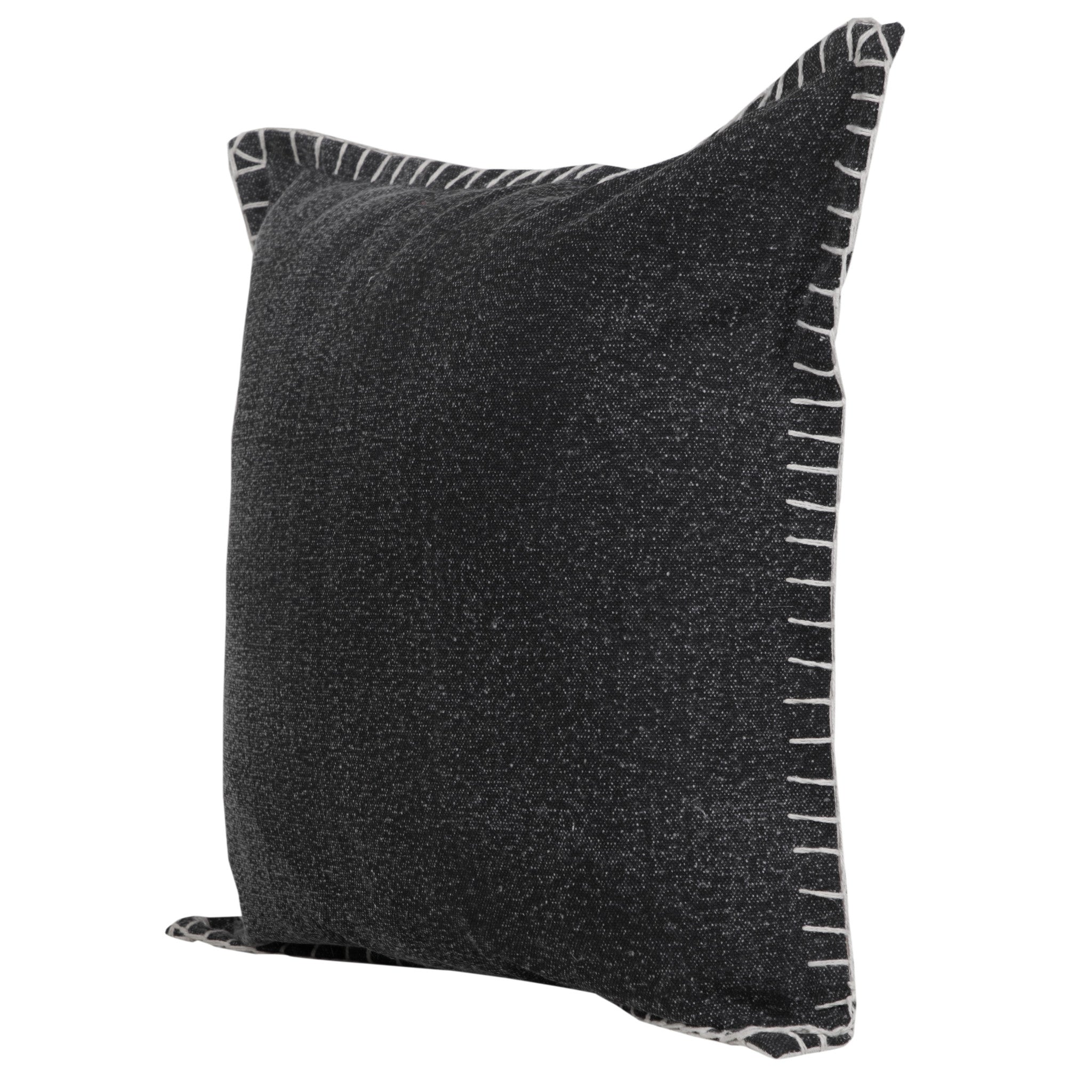 20" X 20" Jet Black 100% Cotton Zippered Pillow