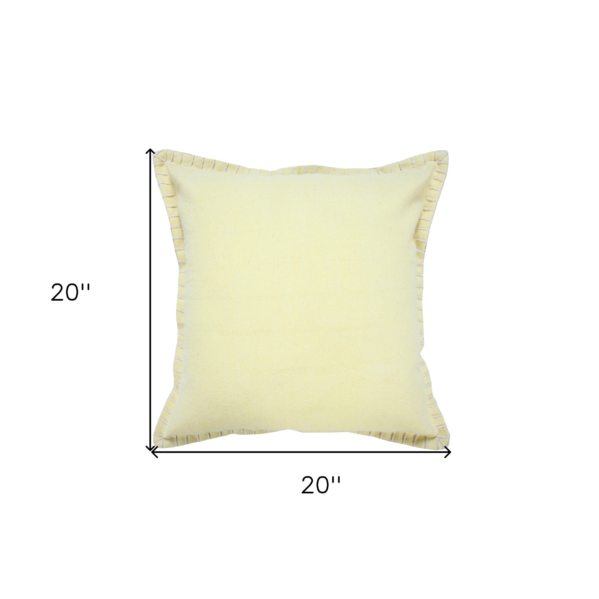 20" X 20" Light Yellow 100% Cotton Zippered Pillow