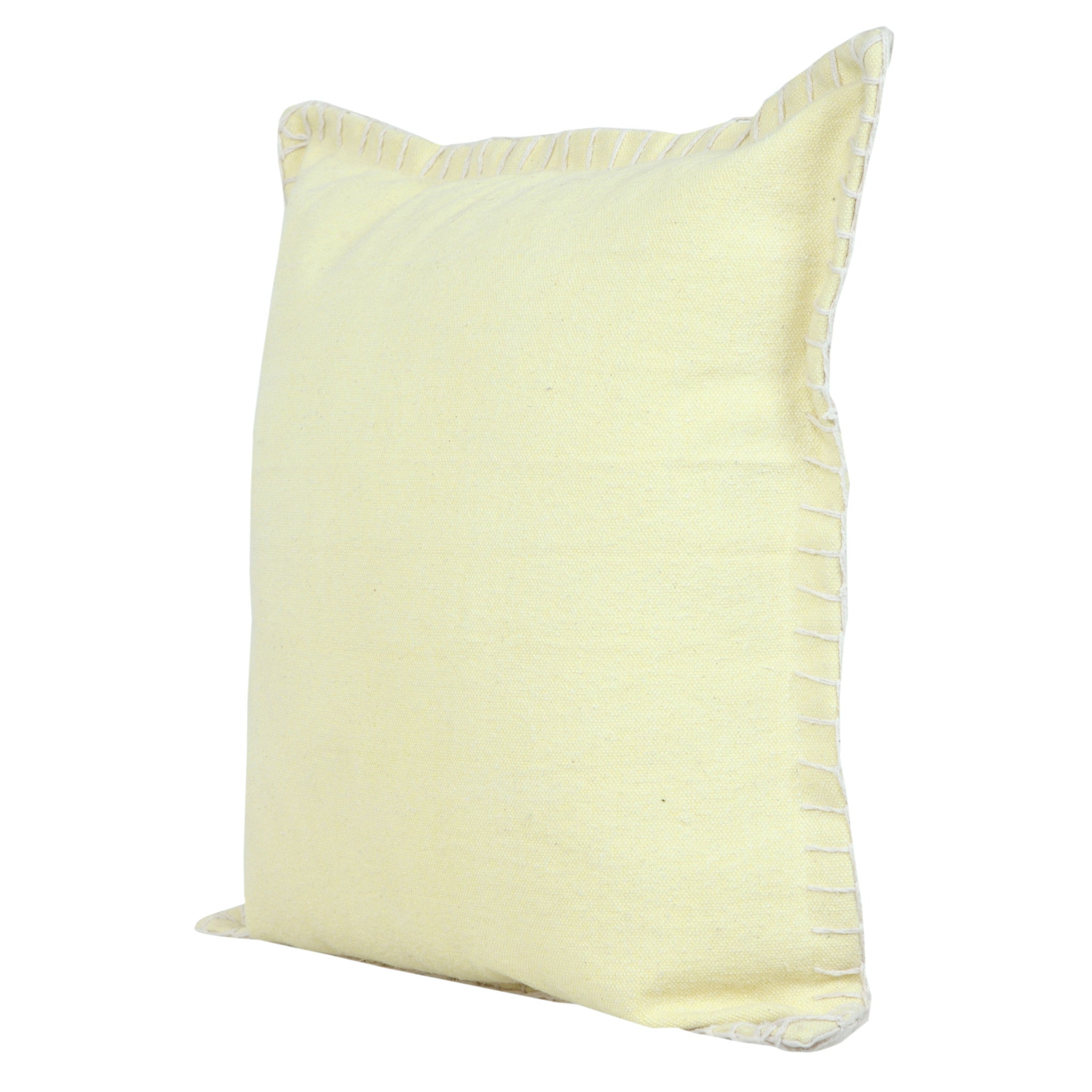 20" X 20" Light Yellow 100% Cotton Zippered Pillow