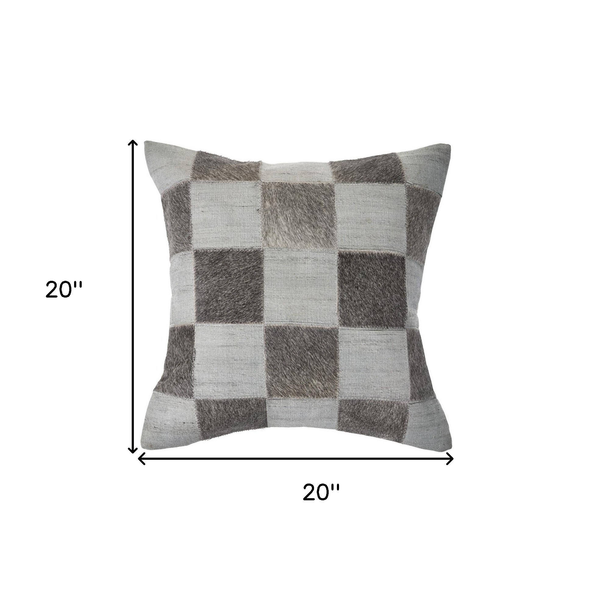 20" X 20" Silver And Brown 100% Wool Geometric Zippered Pillow