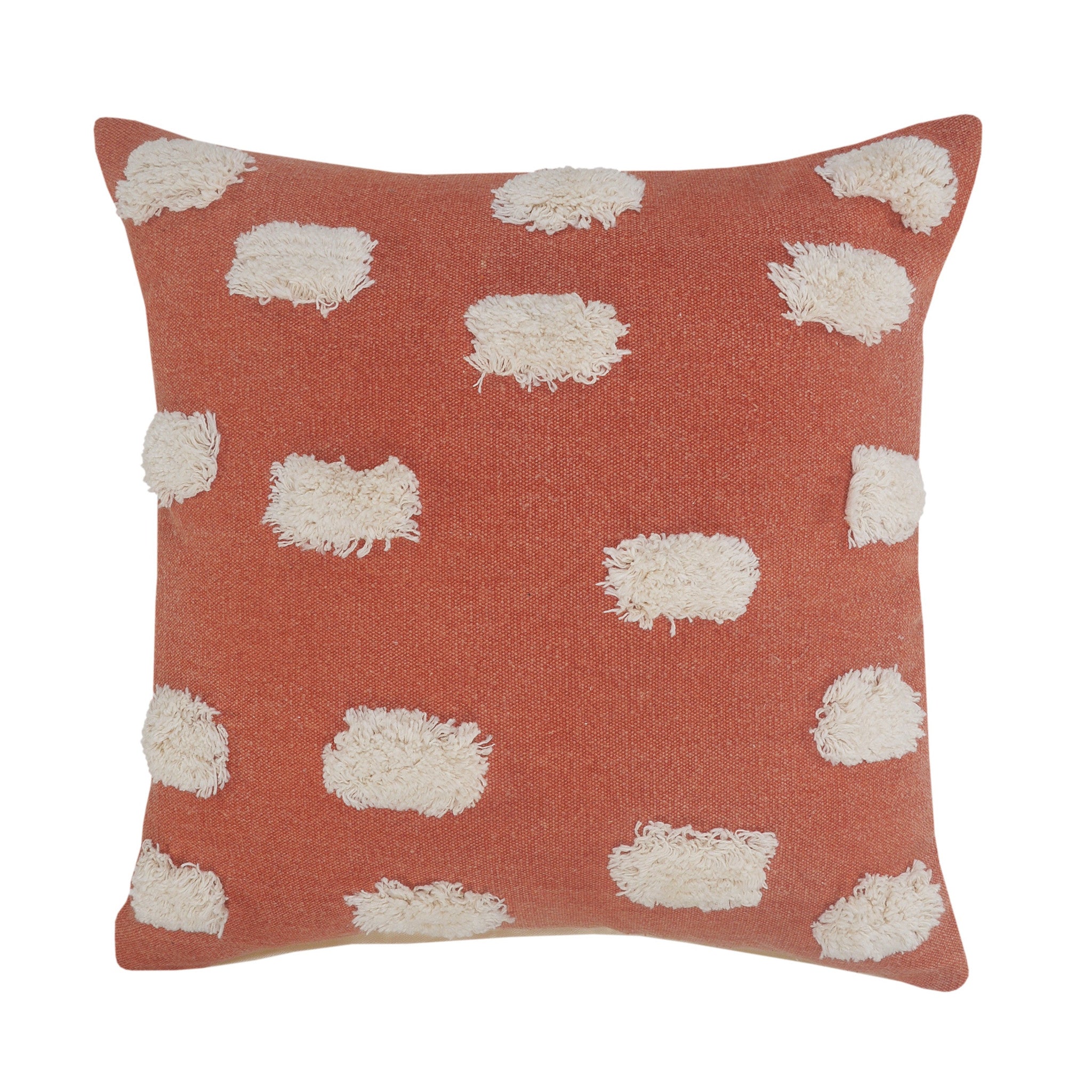 20" X 20" Orange And White 100% Cotton Zippered Pillow