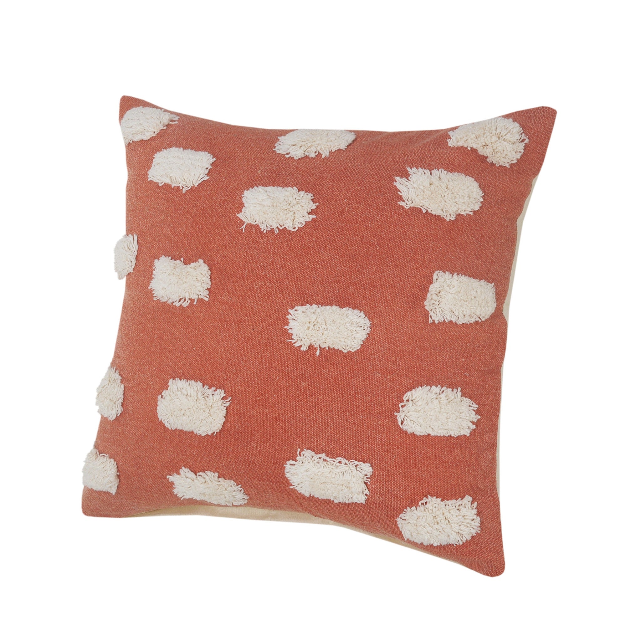 20" X 20" Orange And White 100% Cotton Zippered Pillow