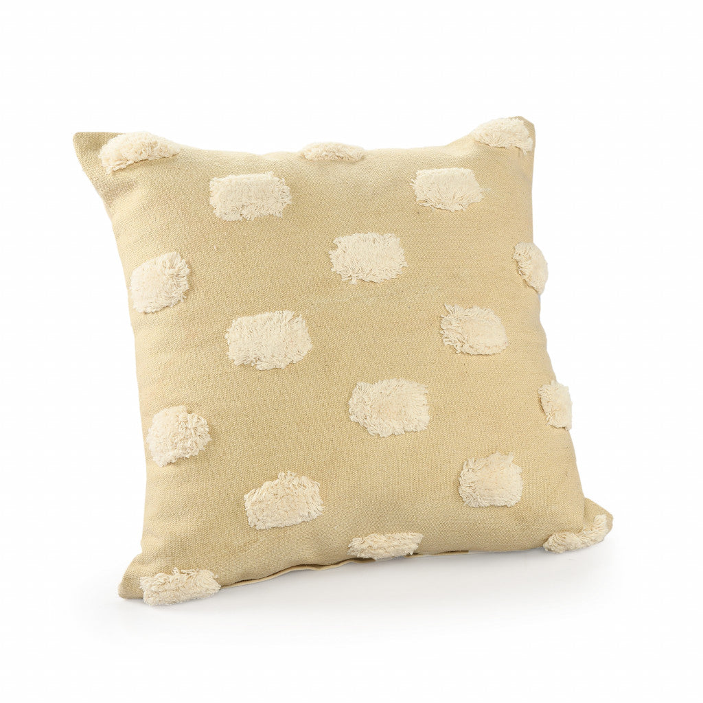 20" X 20" Cream And White 100% Cotton Zippered Pillow