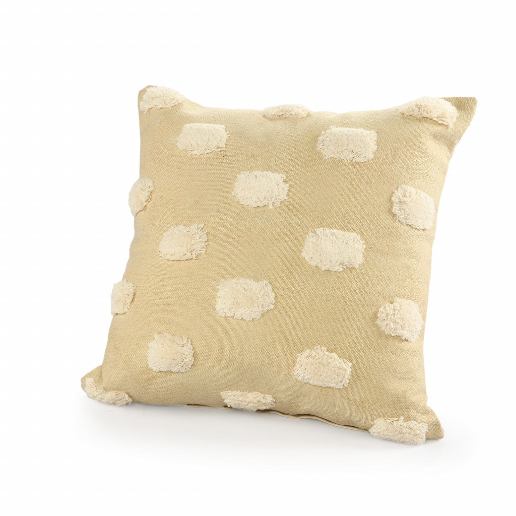 20" X 20" Cream And White 100% Cotton Zippered Pillow