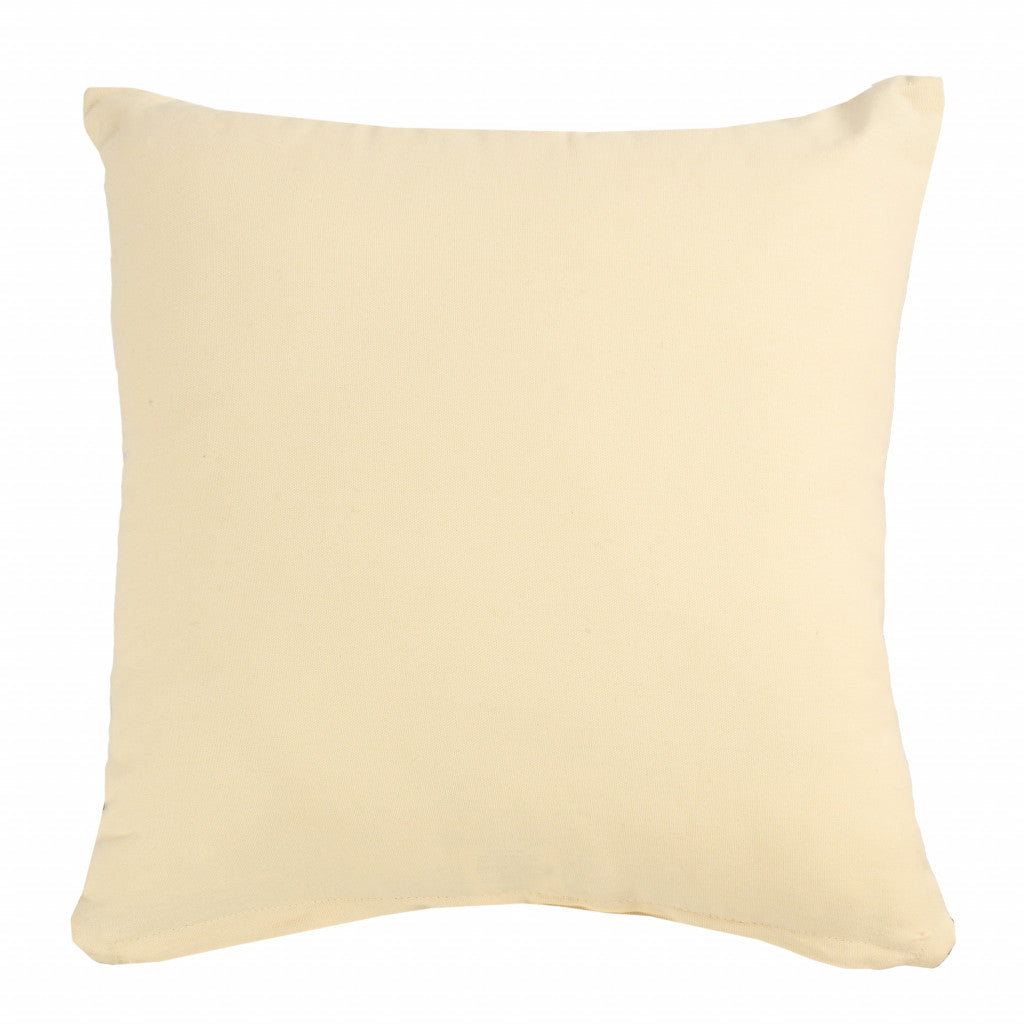 20" X 20" Cream And White 100% Cotton Zippered Pillow