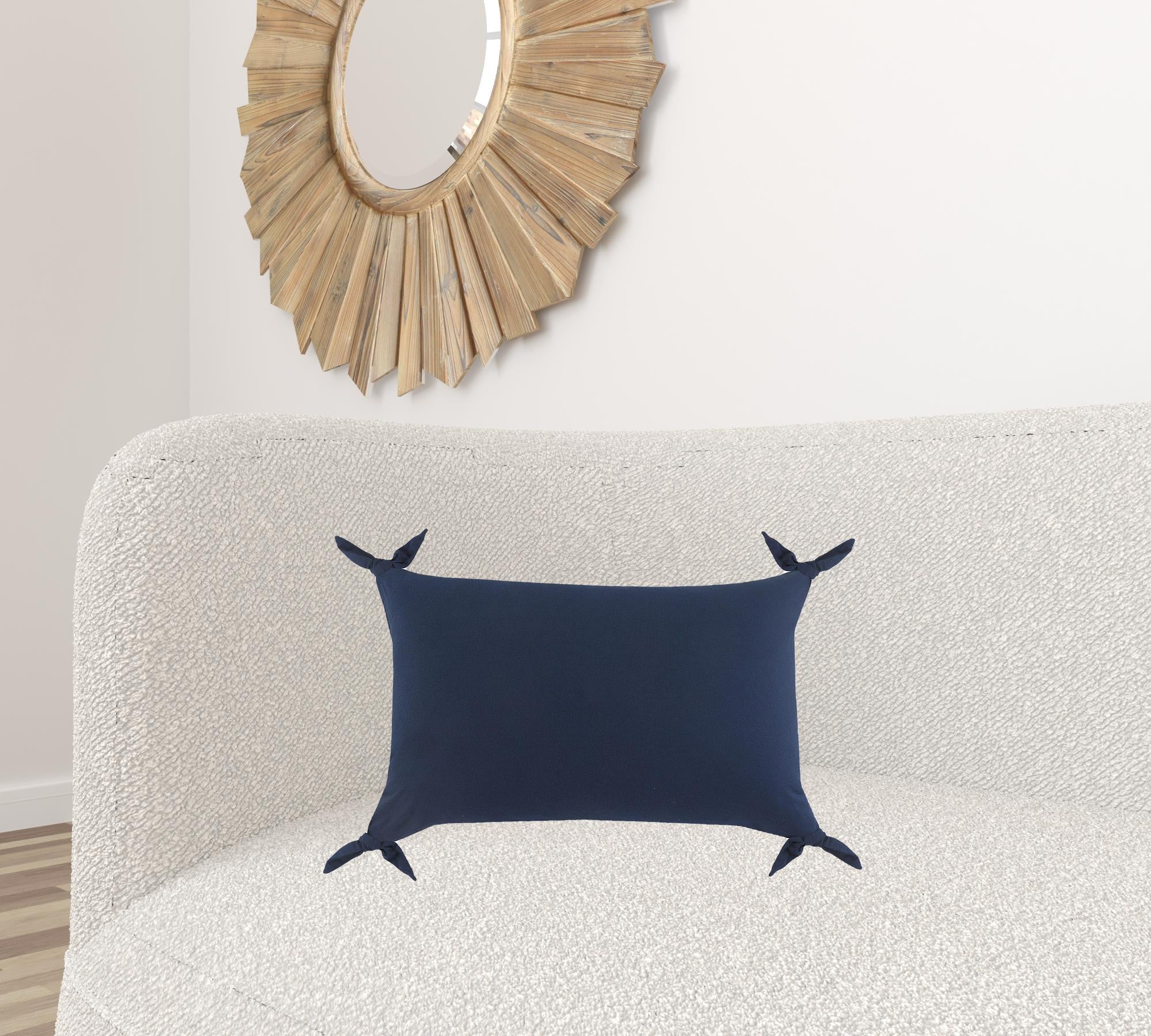 16" X 24" Navy Blue 100% Cotton Zippered Pillow