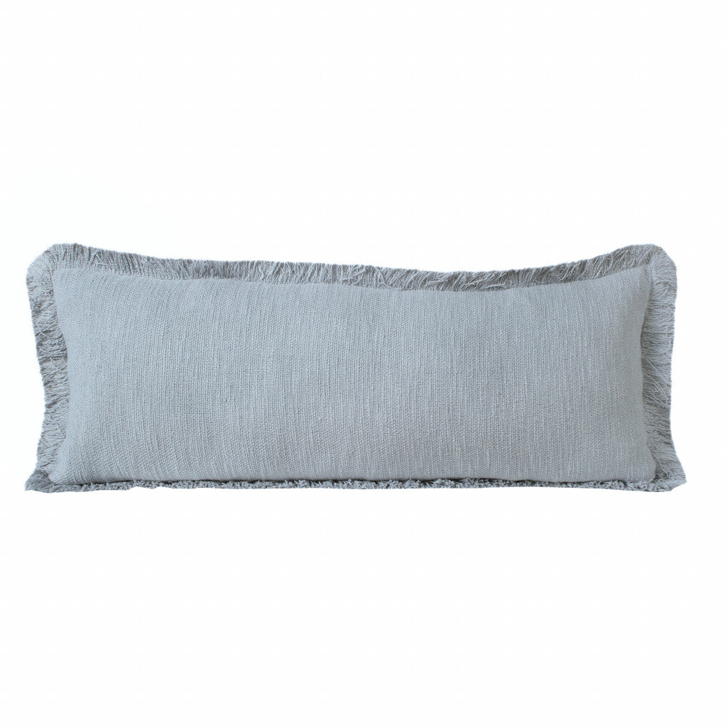 14" X 36" Gray 100% Cotton Zippered Pillow