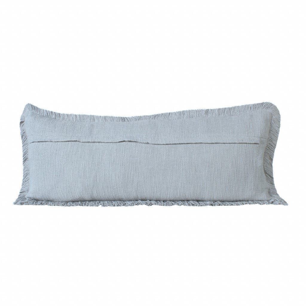 14" X 36" Gray 100% Cotton Zippered Pillow