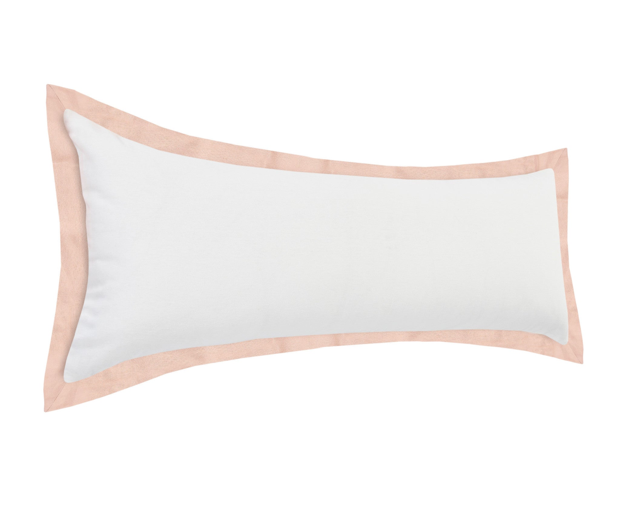 14" X 36" White And Light Pink 100% Cotton Geometric Zippered Pillow