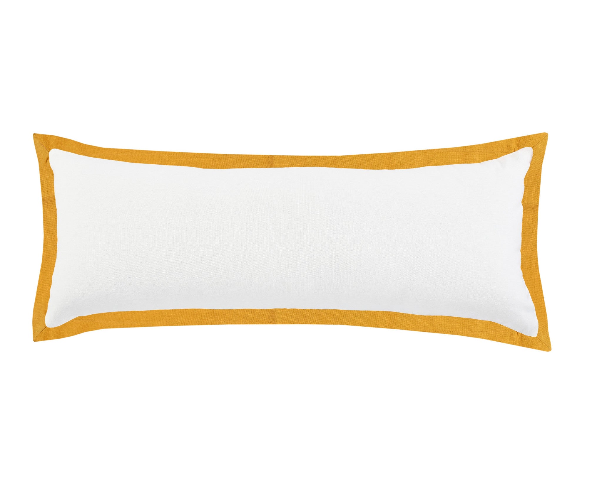 14" X 36" White And Golden Yellow 100% Cotton Geometric Zippered Pillow