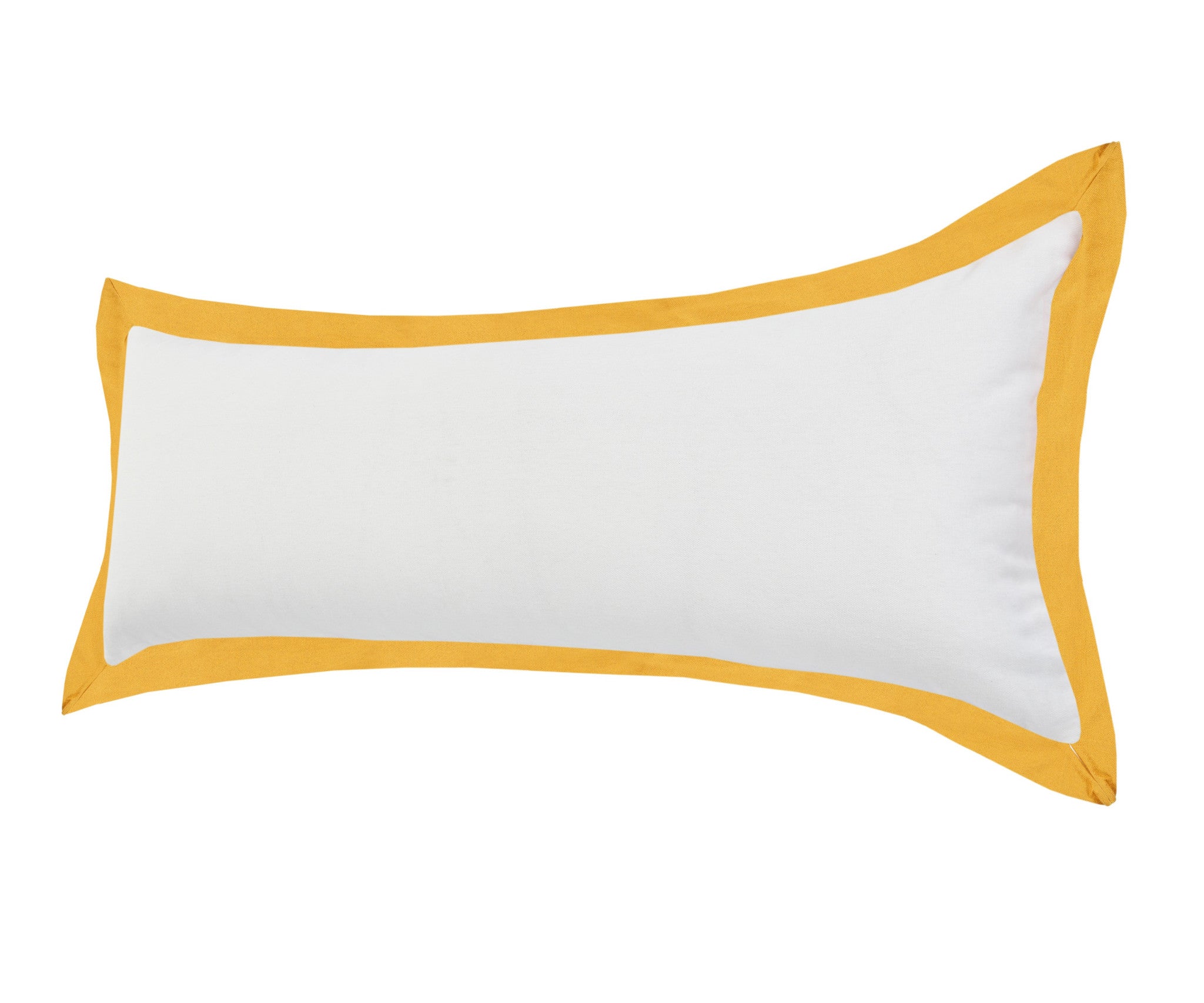 14" X 36" White And Golden Yellow 100% Cotton Geometric Zippered Pillow