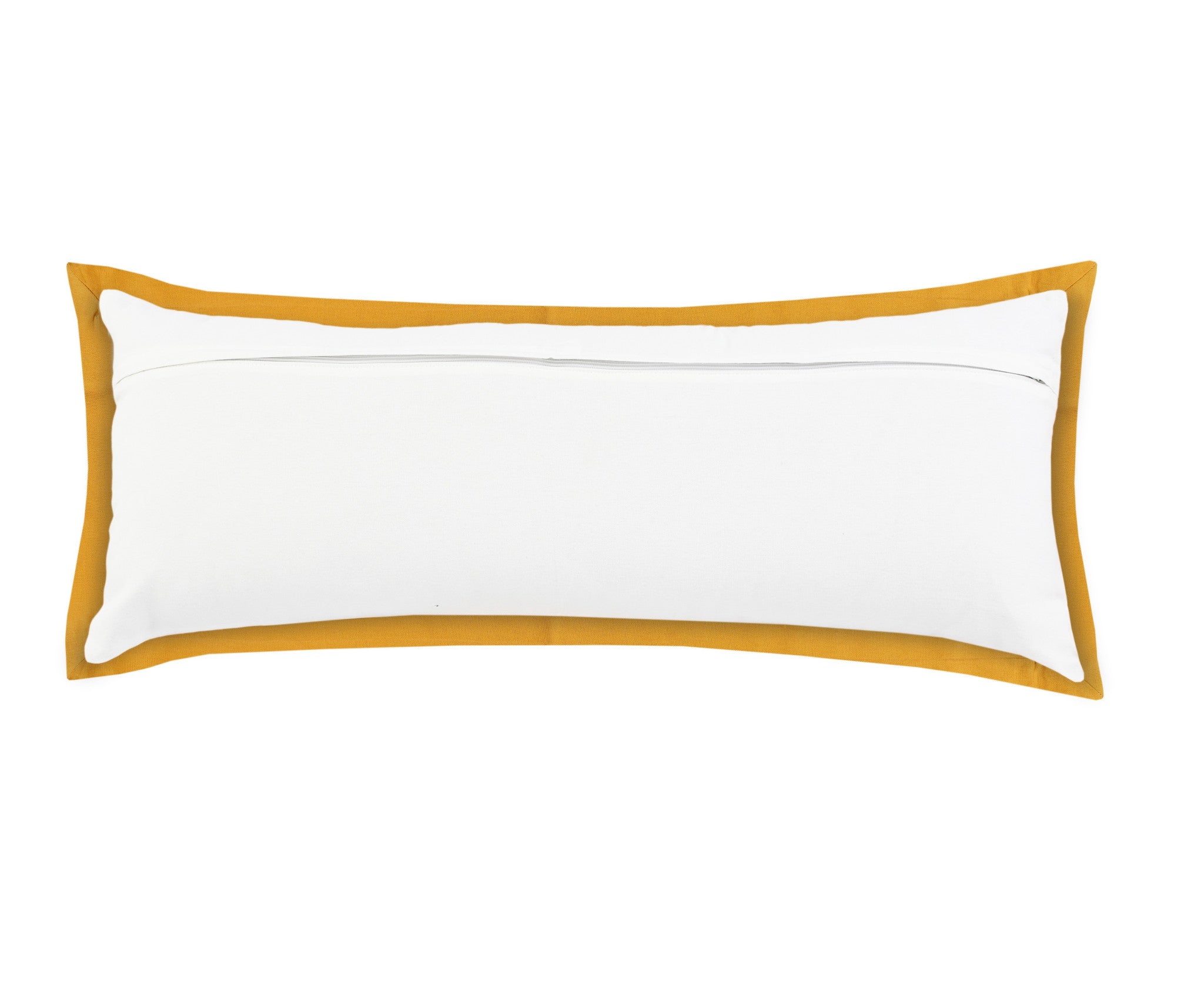 14" X 36" White And Golden Yellow 100% Cotton Geometric Zippered Pillow