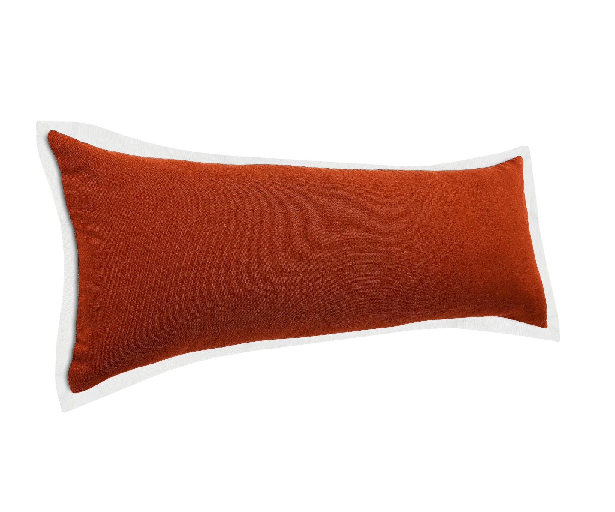 14" X 36" Red And White 100% Cotton Geometric Zippered Pillow