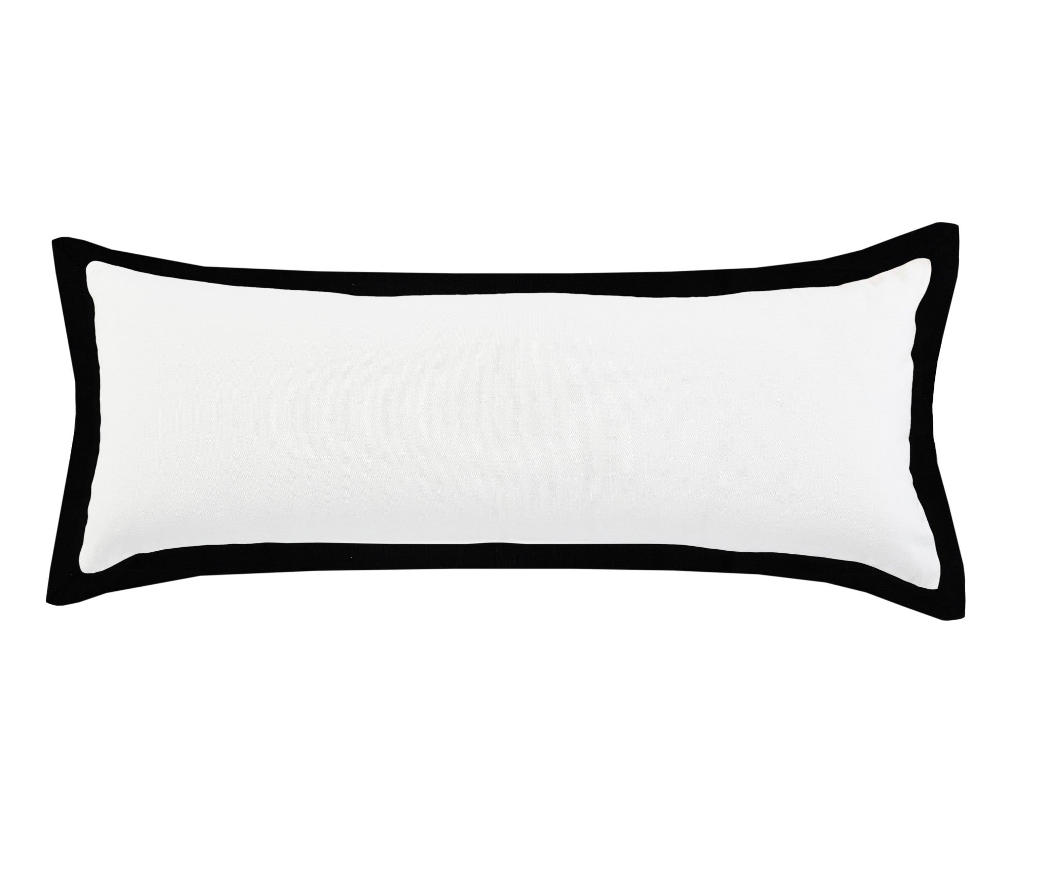 14" X 36" White And Black 100% Cotton Geometric Zippered Pillow