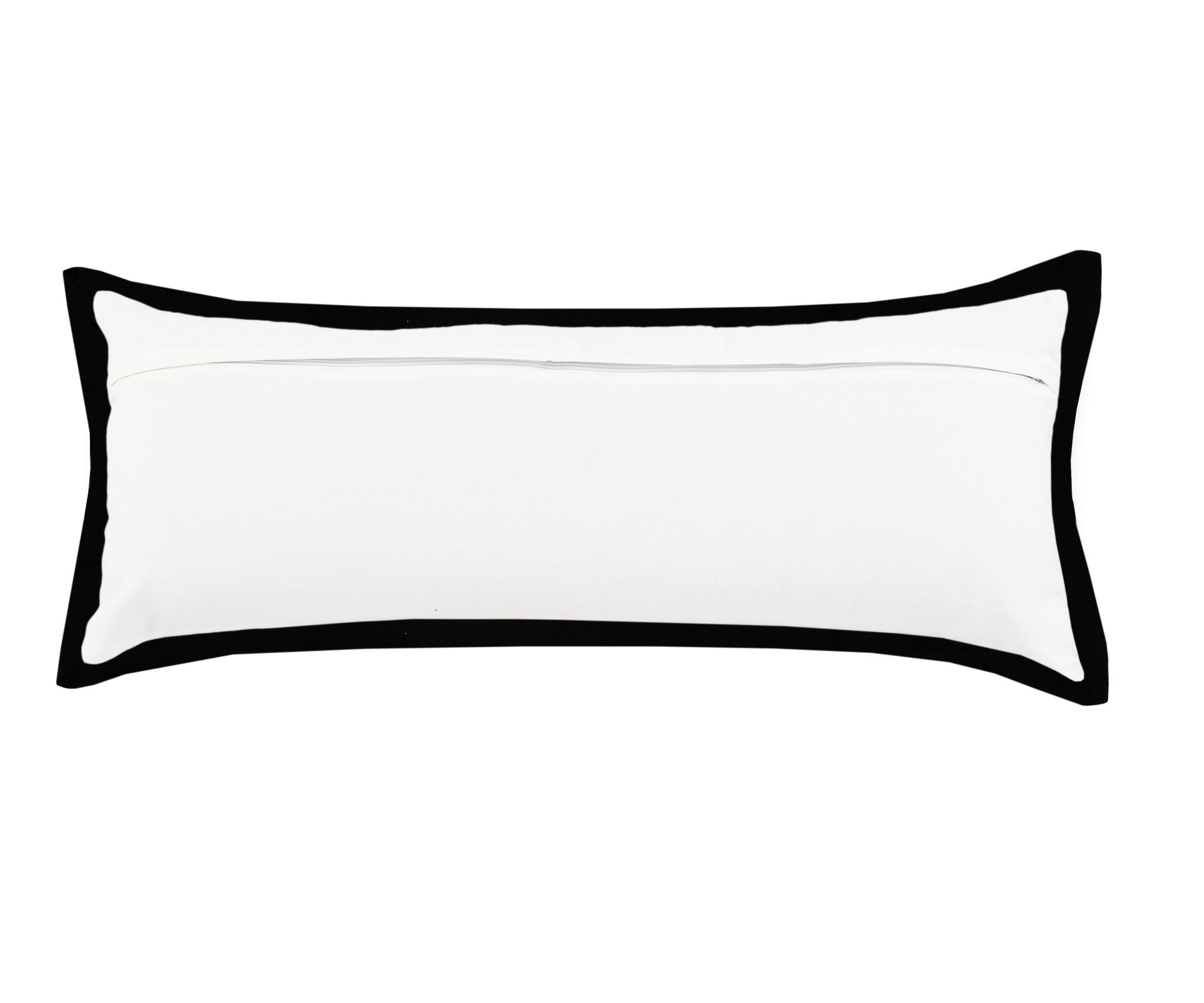 14" X 36" White And Black 100% Cotton Geometric Zippered Pillow