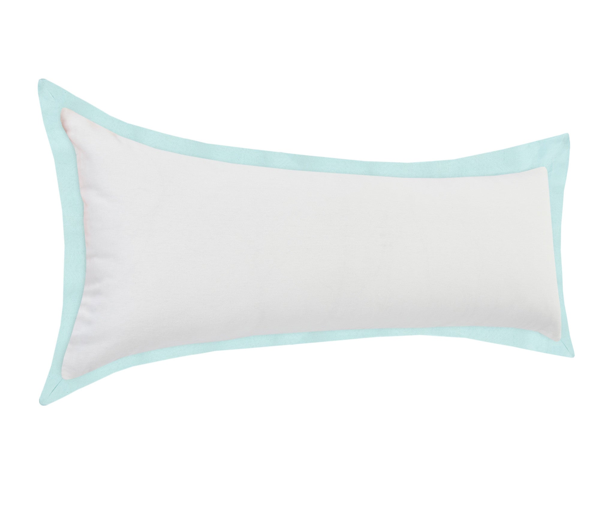 14" X 36" White And Icy Blue 100% Cotton Geometric Zippered Pillow