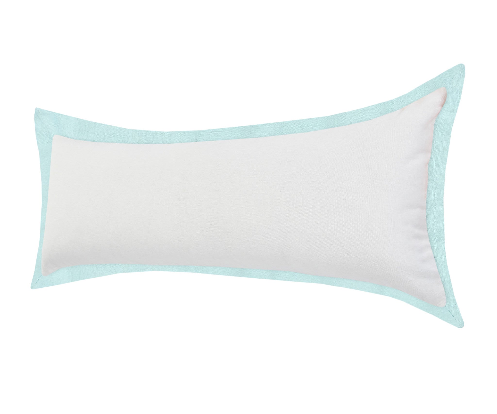 14" X 36" White And Icy Blue 100% Cotton Geometric Zippered Pillow