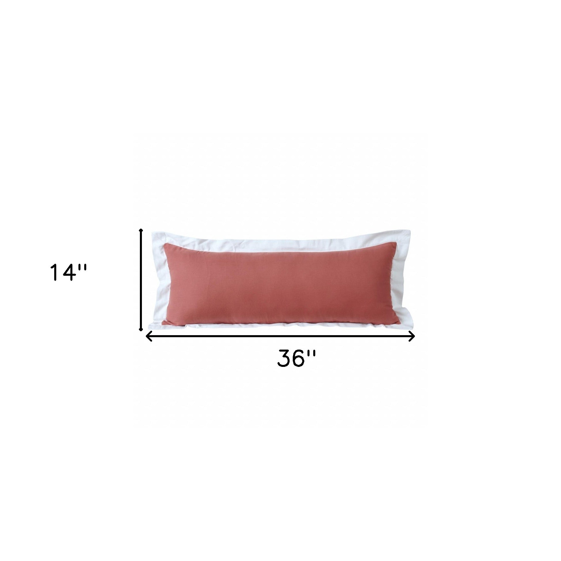 14" X 36" Deep Coral And White 100% Cotton Geometric Zippered Pillow