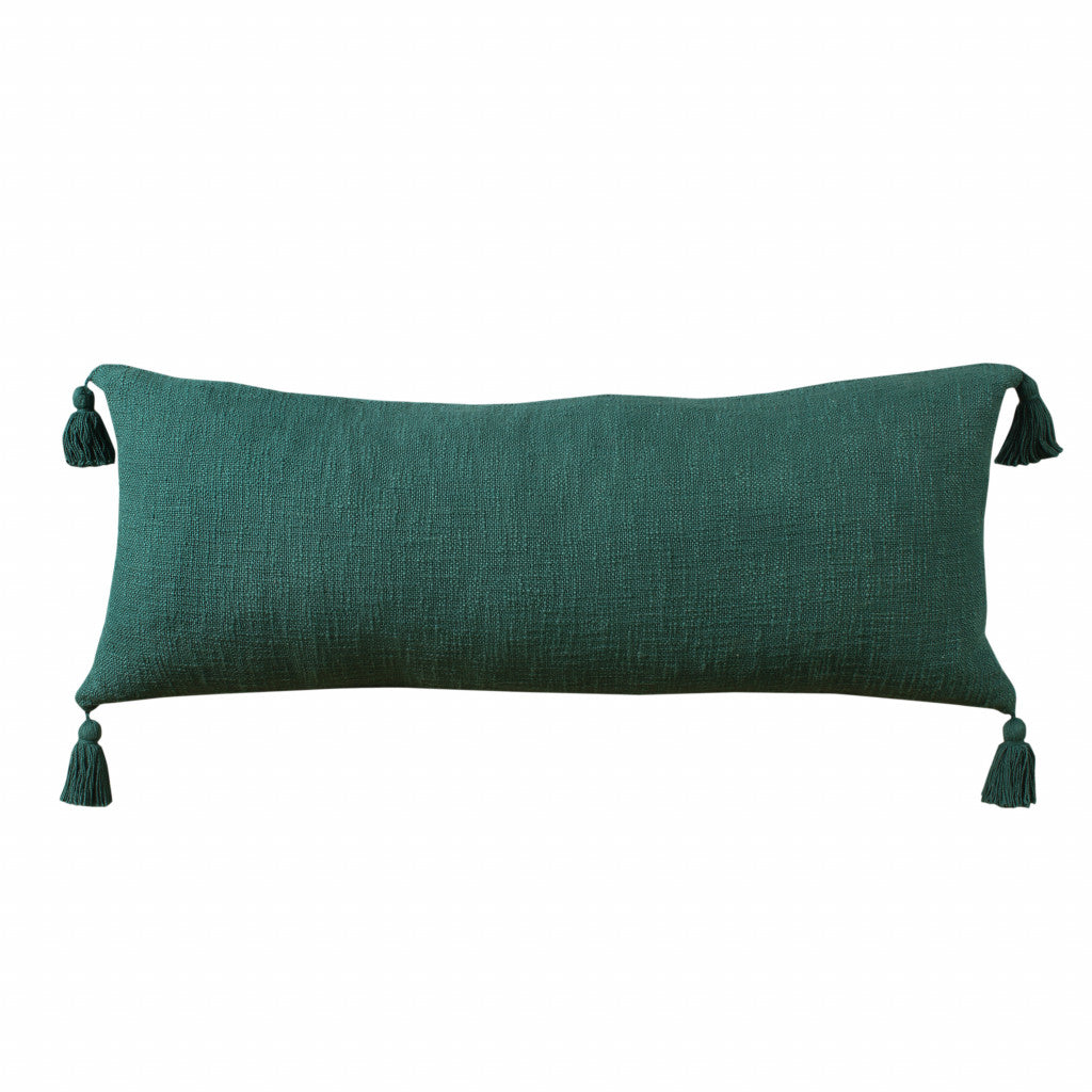 14" X 36" Emerald Green 100% Cotton Zippered Pillow