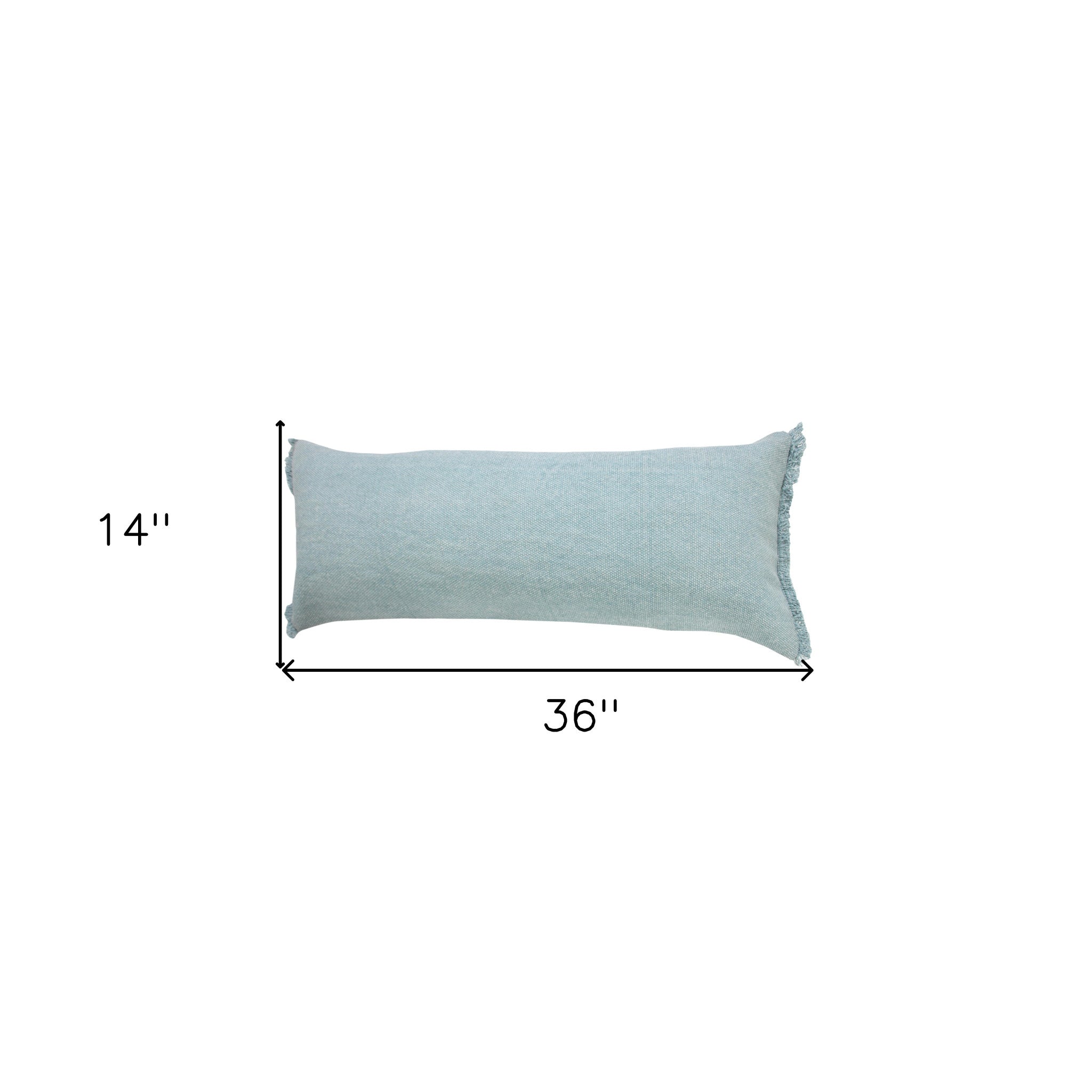 14" X 36" Light Blue 100% Cotton Zippered Pillow