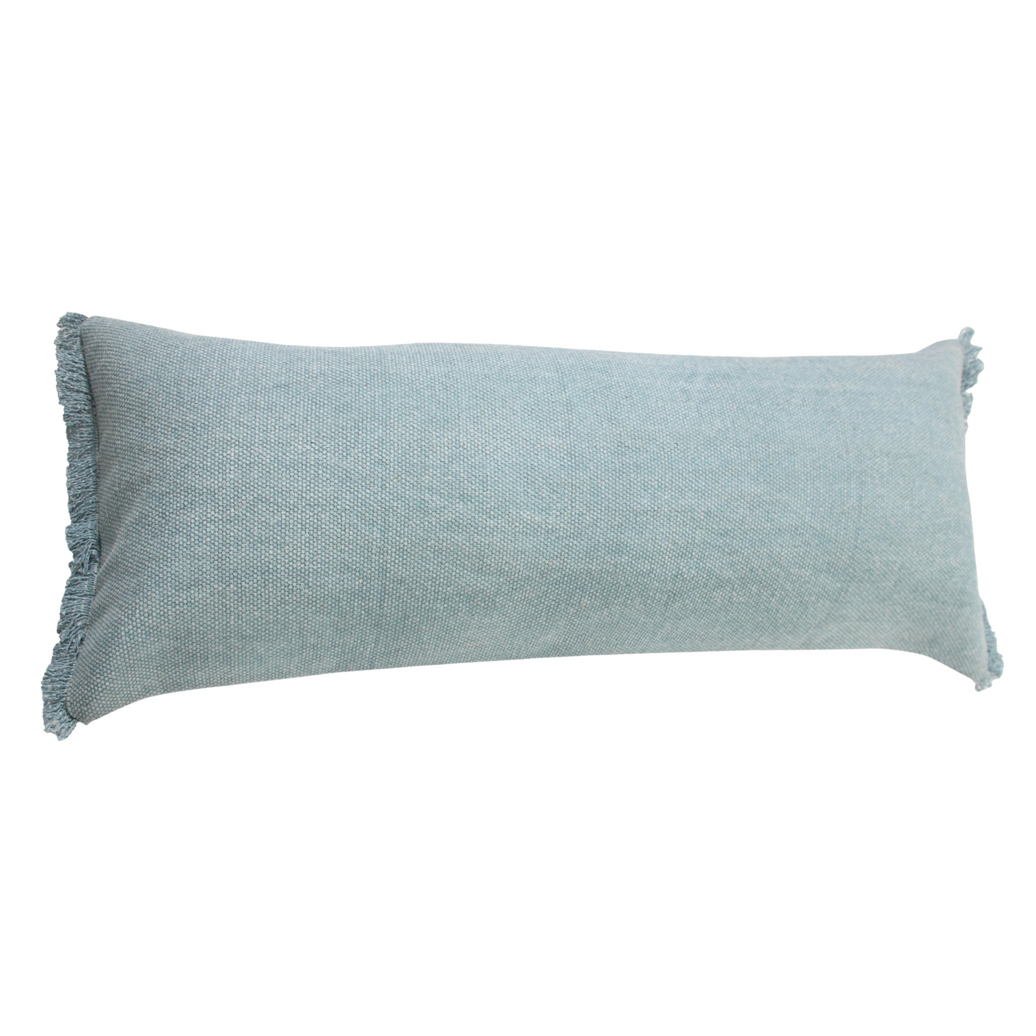 14" X 36" Light Blue 100% Cotton Zippered Pillow