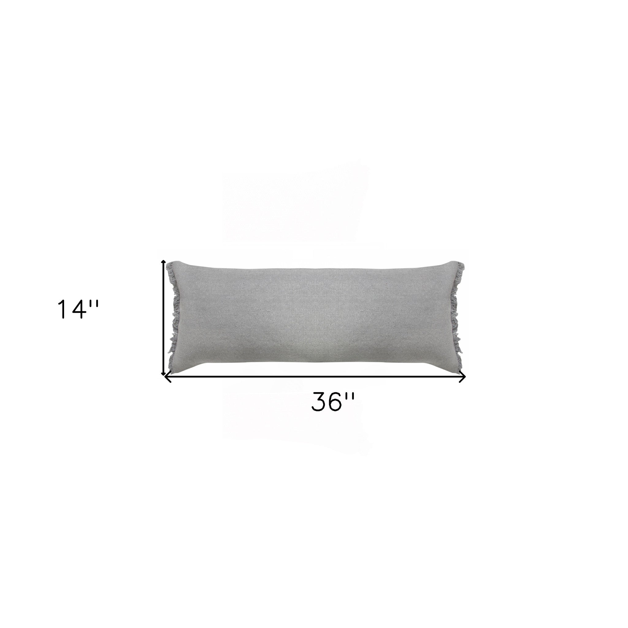 14" X 36" Light Gray 100% Cotton Zippered Pillow